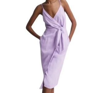 Reiss Dress Esme Linen sheath sleeveless purple size 10